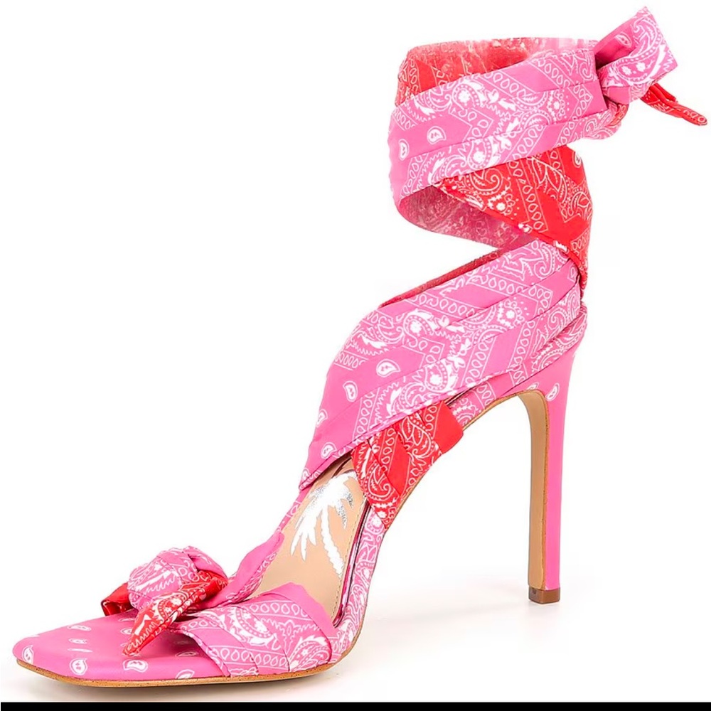 New Gianni Bini
x DANNIJO Misch Bandana Colorblock Print Ankle Wrap Bow Sandals - Picture 7 of 16